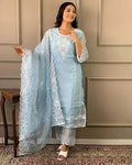 Sky Blossom Embroidered Suit