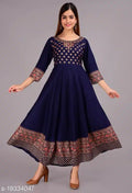 Rayon Printed Anarkali Kurti for Women